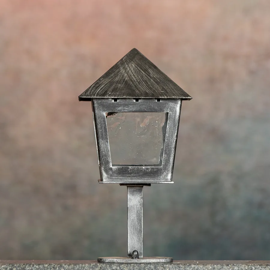 Rosenheim Laterne, Glass, Silber patiniert